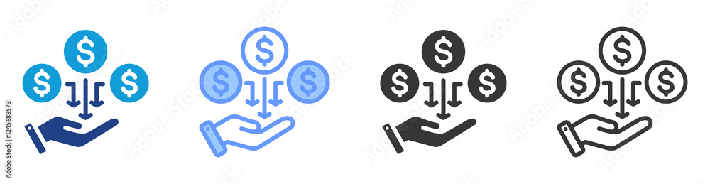 Poster passive income icon set multiple style collection