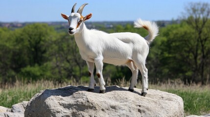 Obraz premium Majestic White Goat on a Rock