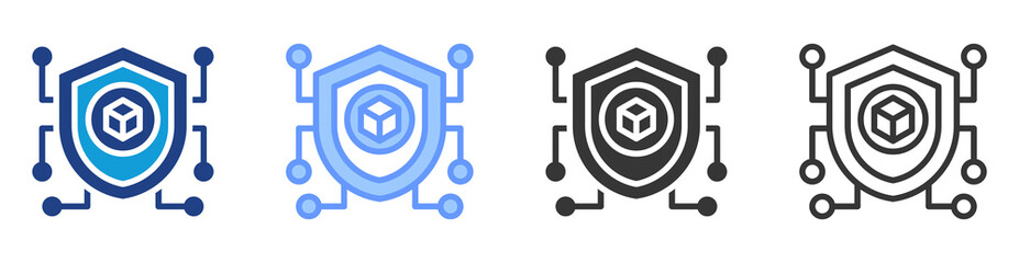 Decentralized insurance icon set multiple style collection