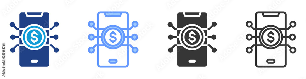 Poster programmable money icon set multiple style collection