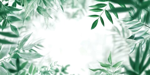 Green leafy background with a white background