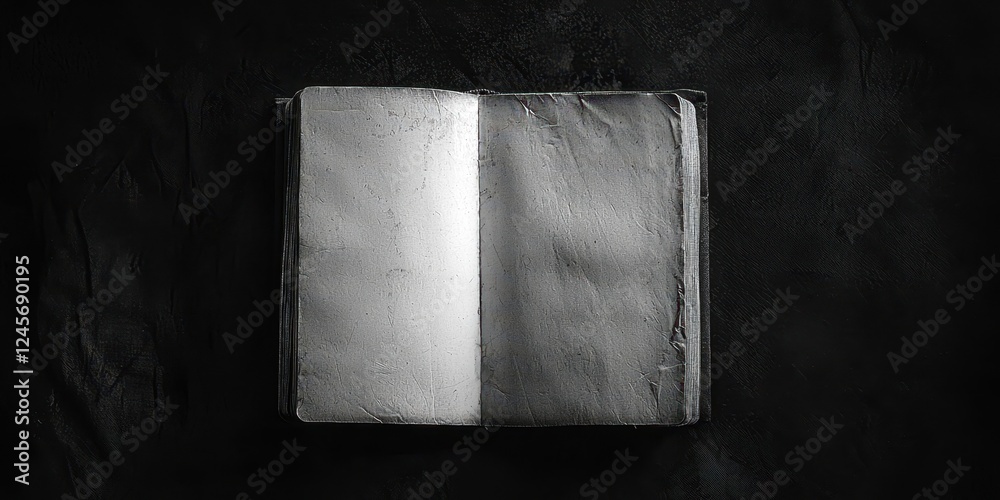 Poster book is open to a page with a black background
