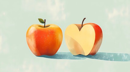 Obraz premium A clean apple illustration complements culinary projects by blending design with imagery to attract creative food bloggers modern graphic style