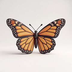 Fototapeta premium A cute 3d of Monarch Butterfly on white background