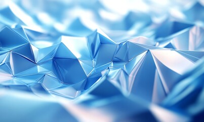 Abstract 3D rendering of polygonal shapes forming a fragmented wave., Generative AI