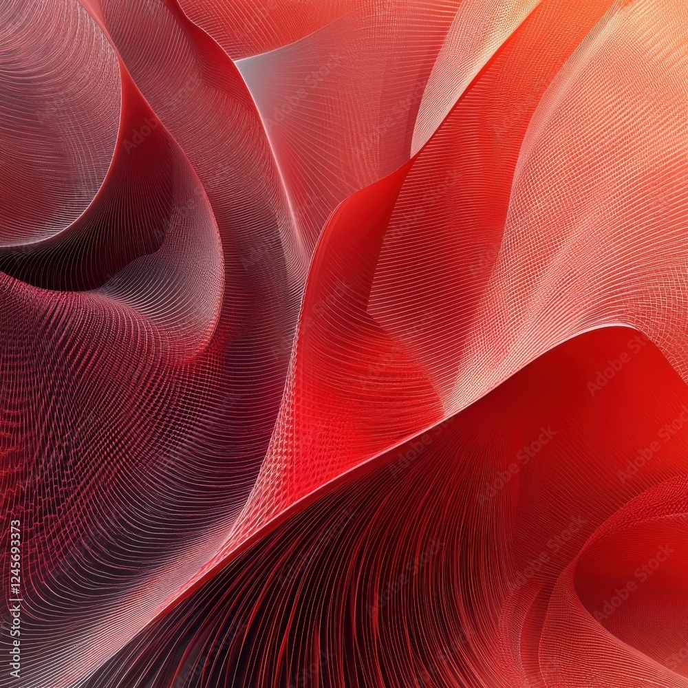 Wall mural red and black abstract background with smooth fractal patterns and zen papaya design elements