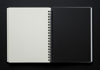 top view copybook opened on the dark