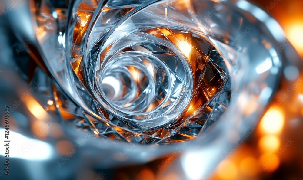Poster abstract 3d composition of metallic spheres floating in a reflective environment., generative ai