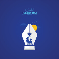 World Poetry Day creative design. poetry day social media poster vector 3D illustration.