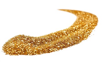 Obraz premium Golden Glitter Trail: Sparkling Stardust, Shimmering Magic, Festive Celebration, Elegant Design Element, Luxury Texture, White Background, Bright, Shiny, Festive, Holiday, Celebration, Party, New 