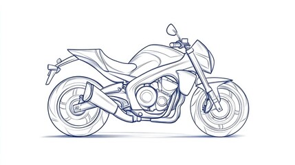 Obraz premium Detailed line drawing of a modern motorcycle showcasing sleek design and engineering features