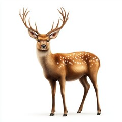 Obraz premium Beautiful deer with delicate antlers and soft fur, isolated on white background
