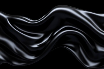 Fototapeta premium Abstract Black Draped Fabric Waves Texture