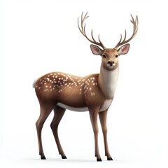 Obraz premium Beautiful deer with delicate antlers and soft fur, isolated on white background