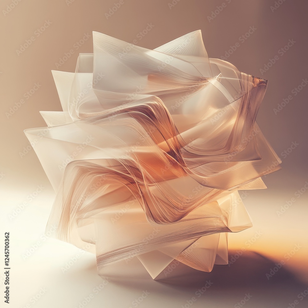 Poster abstract 3d render of a futuristic sphere with layered textures., generative ai