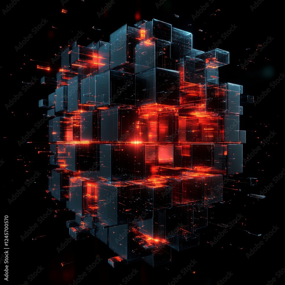 Poster abstract 3d render of a futuristic sphere with layered textures., generative ai