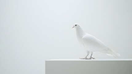 Obraz premium 59. A lone white dove on a white background
