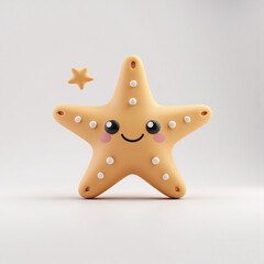 A cute 3d of Starfish on white background