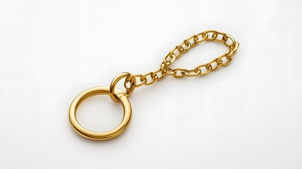 61. A golden keychain on a white background