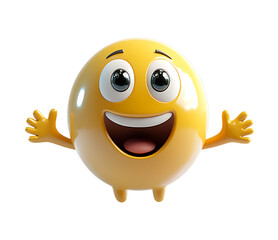 Obraz premium Cheerful Yellow Emoticon with Open Arms and Happy Expression
