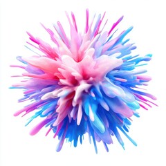 Bright pastel-colored ink burst with soft watercolor-like textures, isolated on white