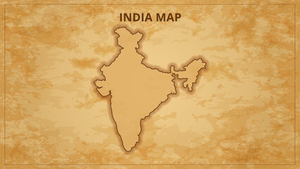 A Vintage Map Depicting the Borders of the India. India map with federal states in A vintage map based background, Political India Map