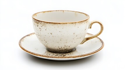 Fototapeta premium 81. A ceramic teacup and saucer on a white background