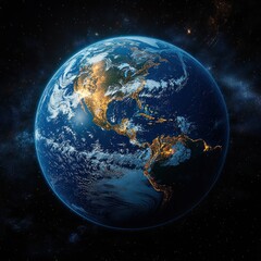Fototapeta premium Vibrant Earth from Space with Detailed Continents and Clouds