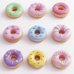 Fototapeta premium aliment, beignet, dessert, gâteau, bonbon, isolé, beignet, chocolat, blanc, casse-croûte, beignet, pâtisserie, délicieux, petit déjeuner, rose, glace, sucre, boulangerie, délicieux, frais, gros plan, 