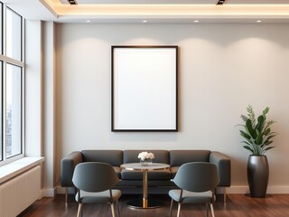 Fototapeta premium A mockup of office wall art with a modern frame and layout, wall, inspiration, modern