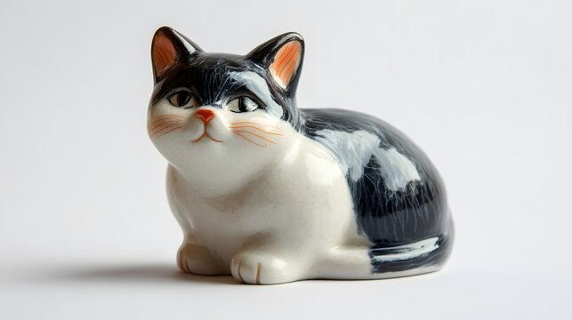 89. A ceramic cat figurine on a white background