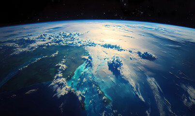 Fototapeta premium Satellite Space View – Peer Down from the Cosmos for a Mesmerizing Look at Earth