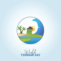 World Tsunami Day, Tsunami Day creative vector design concept.