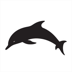 Fototapeta premium Minimalist Black Dolphin Silhouette on White Background