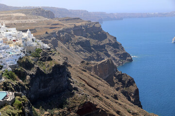 Thera on the steep crater rim of the Cycladic island of Santorini-Thera -Greece