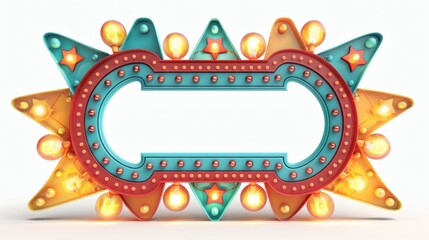 Colorful Retro Marquee Sign with Decorative Lights and Stars