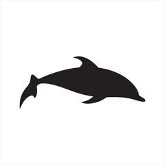 Fototapeta premium Minimalist Black Dolphin Silhouette on White Background