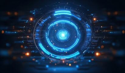 Obraz premium Futuristic Digital Interface Artificial Intelligence Hologram Technology Network Communication Abstract Design