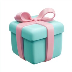 cute tiny gift box with a shiny ribbon, isolated on white