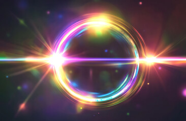 Obraz premium Circle lens flare circle pattern in dark background