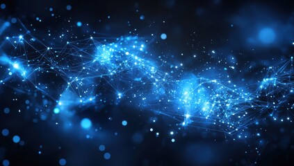 Obraz premium Abstract Digital Background with Blue Lights and Connecting Lines Representing Technology, Data, and Networking Concepts in a Space Theme