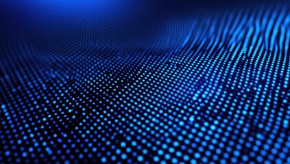 Obraz premium Abstract digital background with glowing blue dots creating wave patterns in a dark environment suitable for technology and science themes