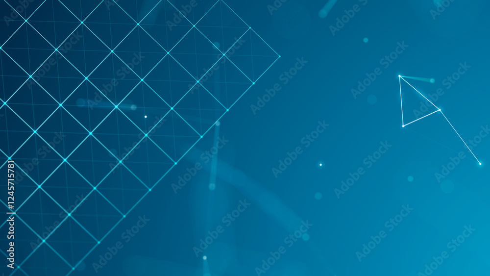 Leinwandbilder 3D cube of lines and dots. Wireframe polygonal element on dark background. Science and technology. 3d rendering