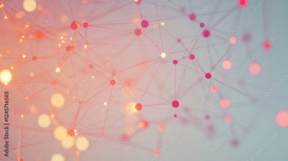 Poster abstract connection network with colorful dots and lines