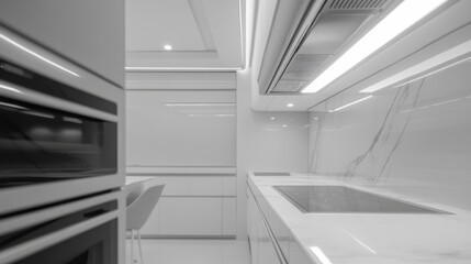 Fototapeta premium Modern minimalist white kitchen interior design 
