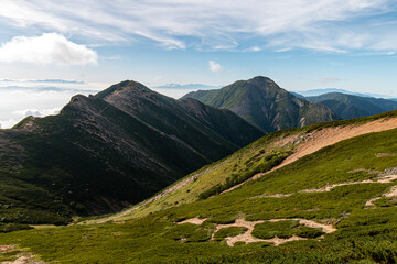北アルプス大天井岳より常念岳を望む（表銀座縦走）