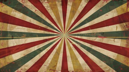 Vintage circus background with radial retro striped design