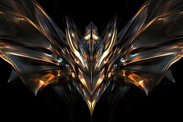 Fototapeta premium Abstract Gold and Black Metallic Sculpture