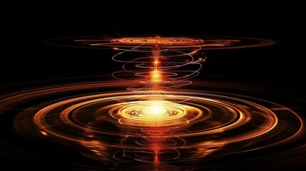 Abstract magnetic field visualization with glowing lines and arrows representing the flow of magnetic force around a central object in a dark, empty space.
