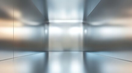 Bright light reflection on a polished metal surface, the texture of a stainless steel plate with a soft focus for the background design